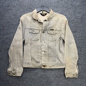 Vintage Wrangler Denim Jacket Tan Sand Wash Distressed 100% Cotton 915BCHR XL